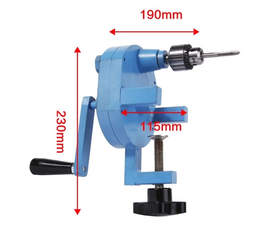 Manual tapping machine includes chuck and hand cranked tapping machine