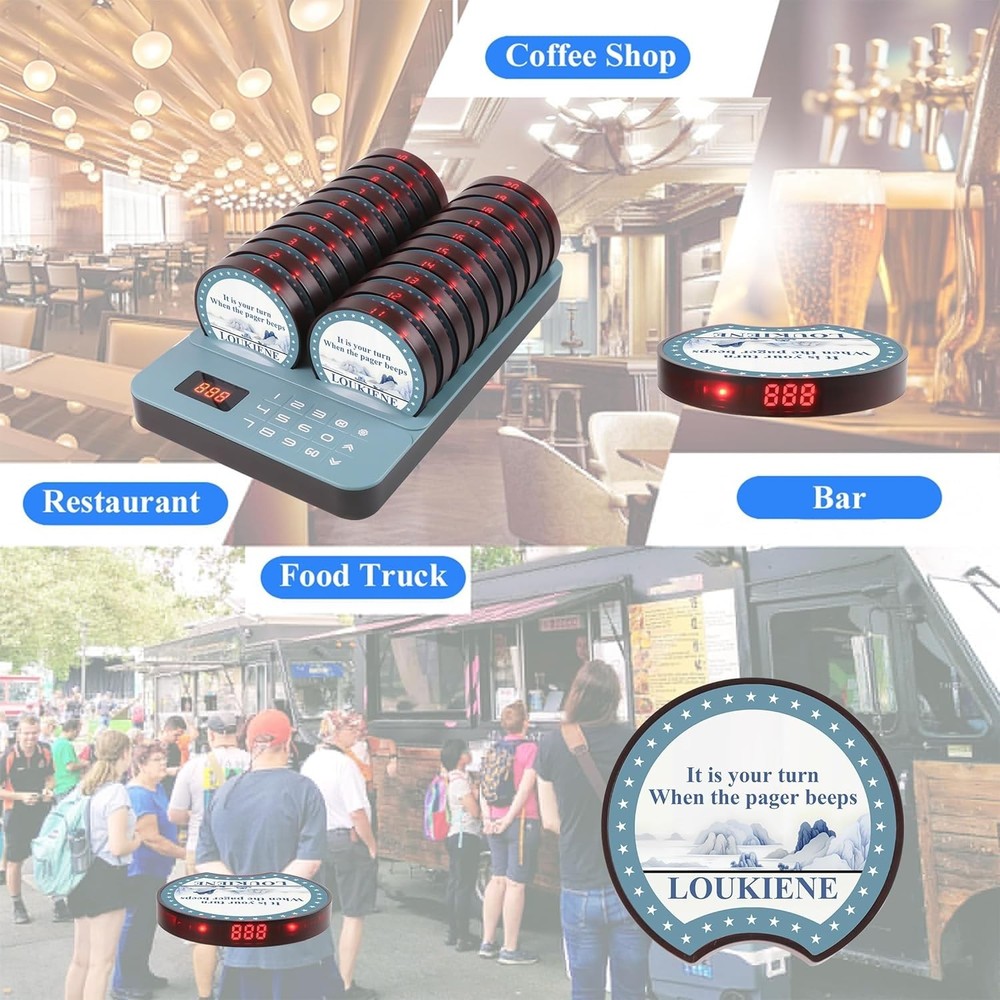 Restaurant Pager System 20-Coaster Wireless Buzzers w/ Transmitter – NIB