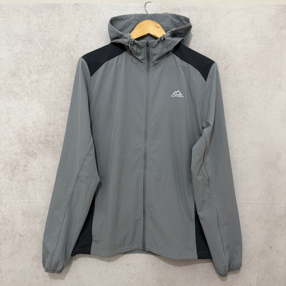Alpyrex Windbreaker Jacket Hooded Grey Lightweight Medium
