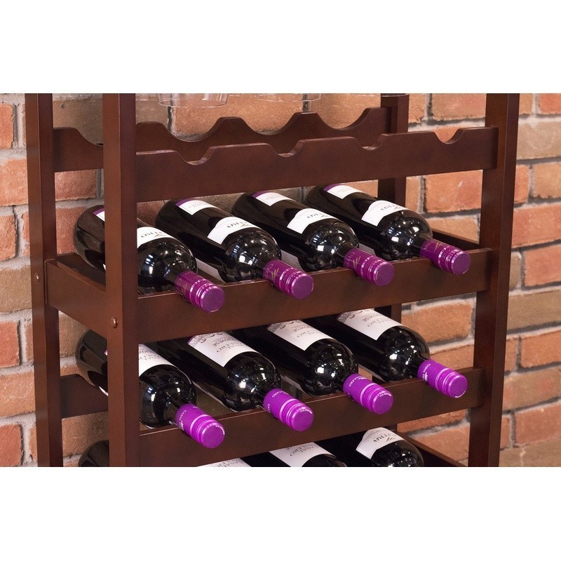 39.75" Brown Tall Rectangular Compact 16-Bottle Wine Rack Freestanding