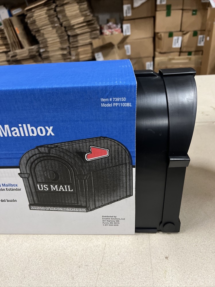 Postal Pro Post Mount Black Plastic Large Mailbox