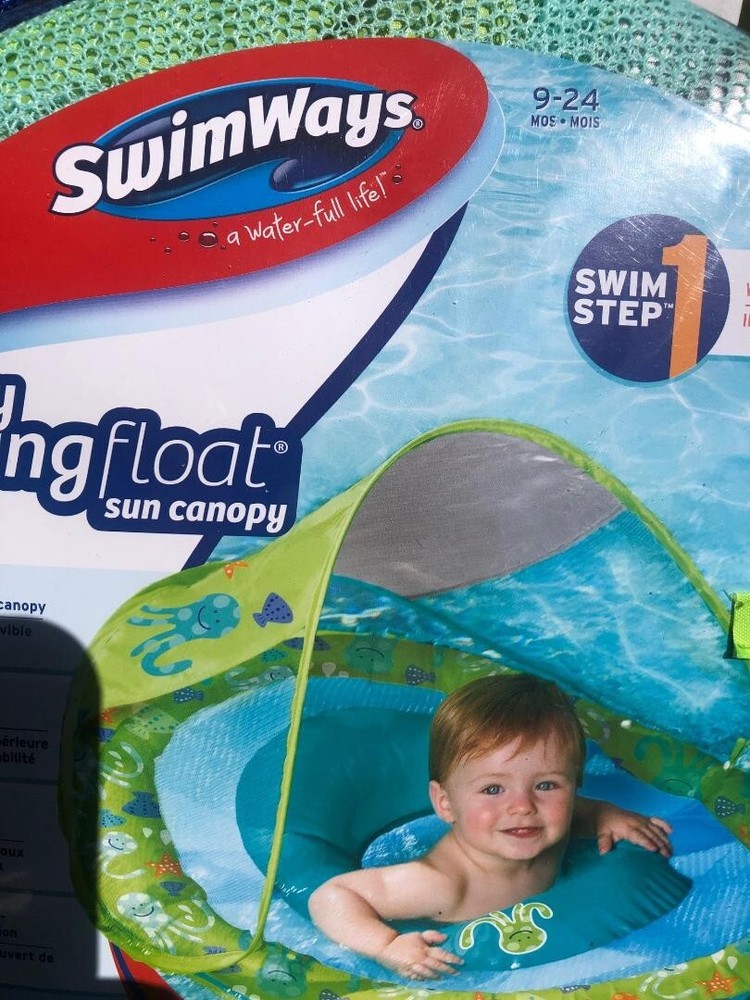 SwimWays Baby Spring Float Sun Canopy Ages 9-24 Months Octopus Green