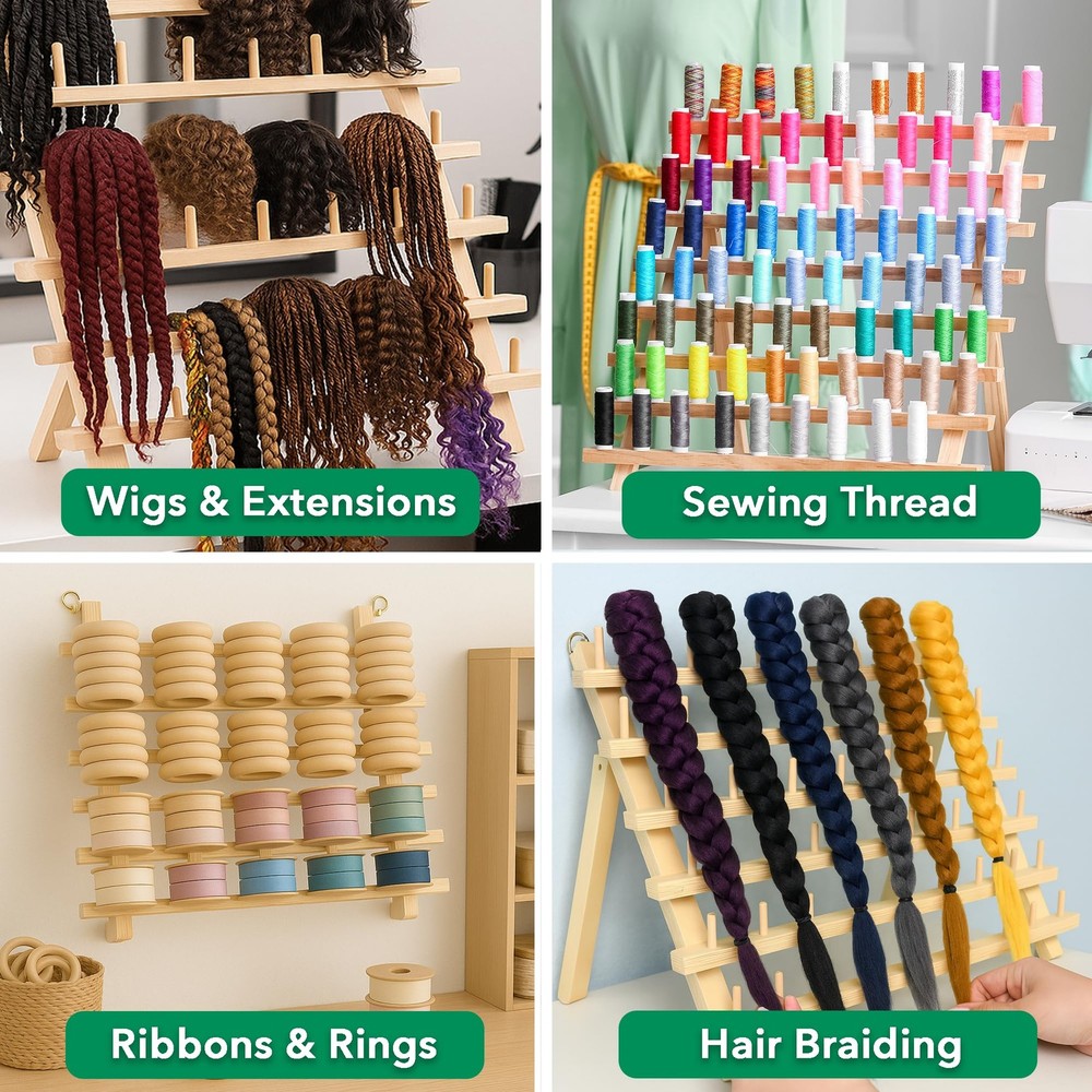 Sewing Embroidery Thread Holders Thread Stands - 60-Spools Natural Thread Rac...