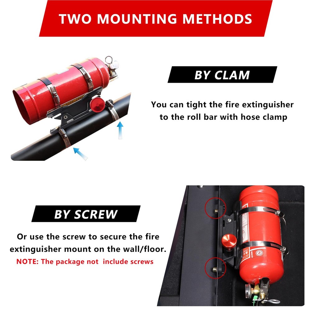 Quick Release Fire Extinguisher Mount - Aluminum Adjustable UTV Roll Bar Fire