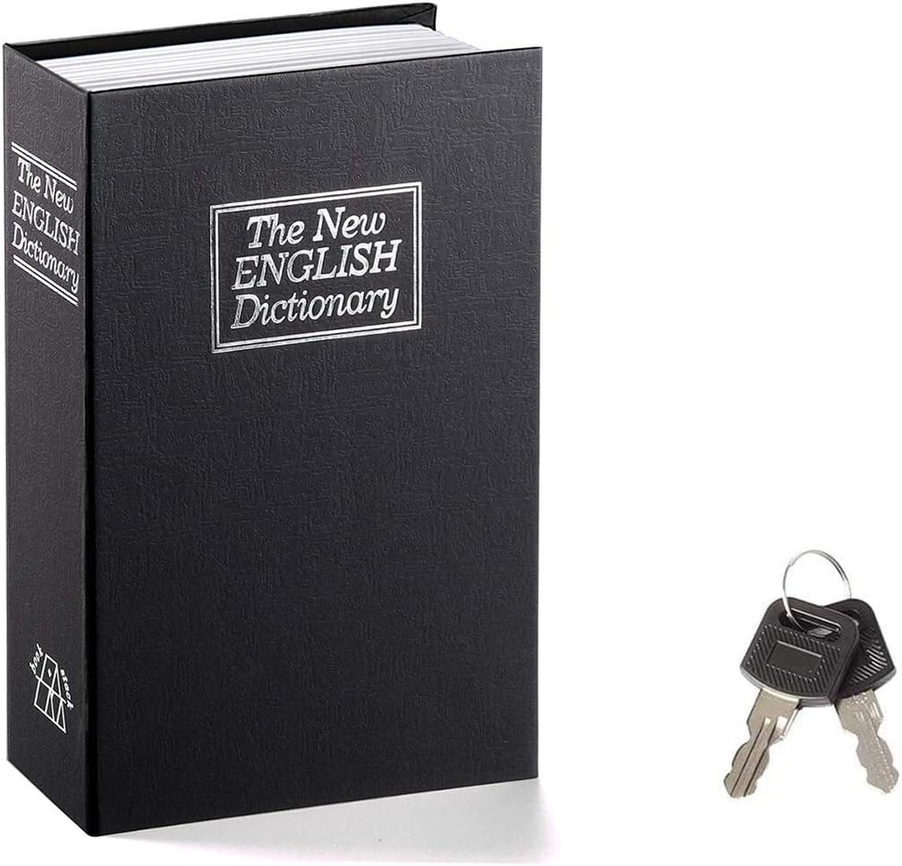 Compact Metal Book Safe: Secure Key Lock Box Hidden Inside a Classic Dictionary