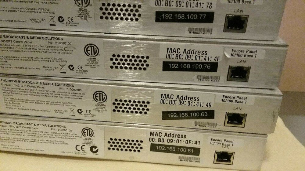 Grass Valley THOMSON BROADCAST ENCORE BPS Control Panel PN: 610090100 ENC-BPS