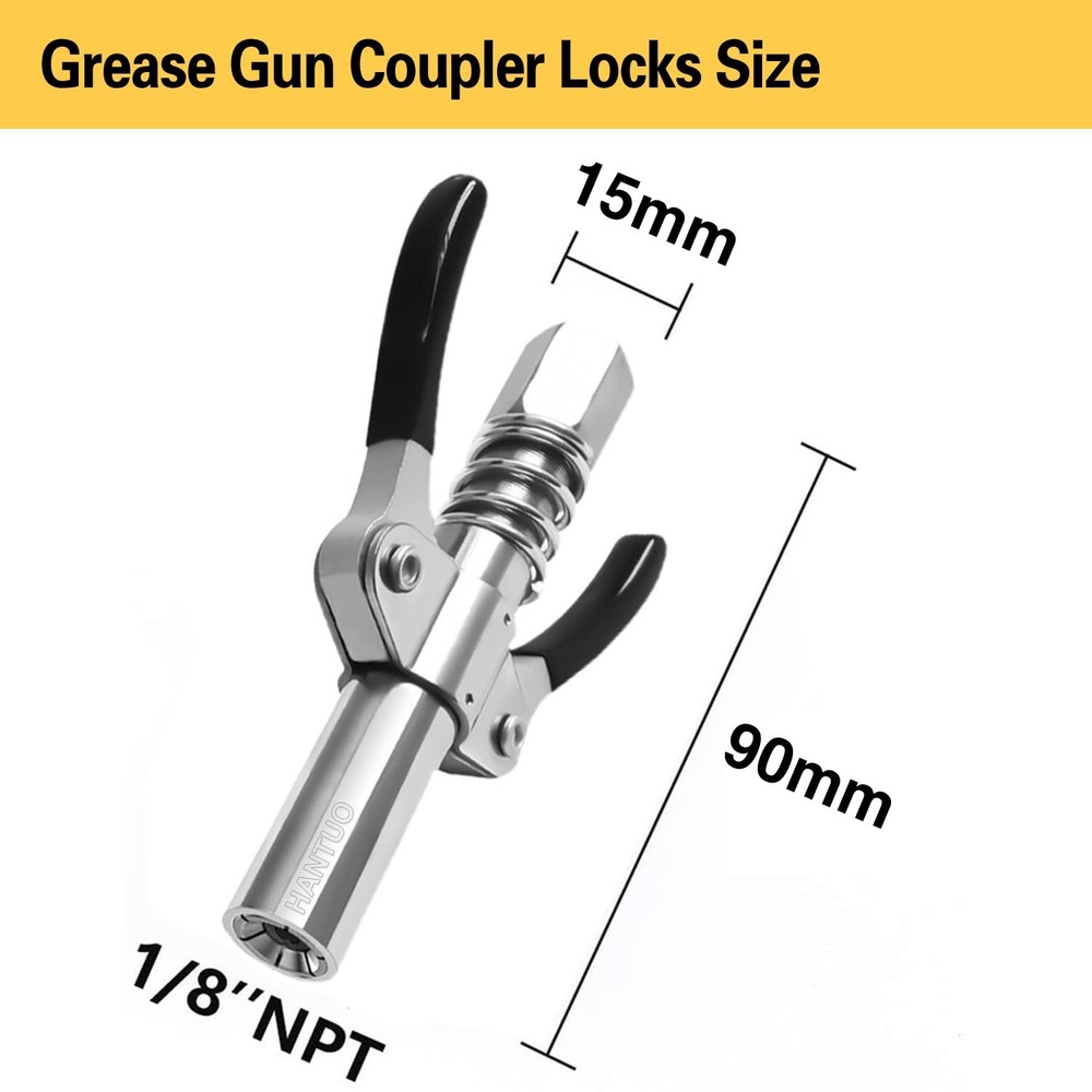 Grease Gun Coupler Grease Gun Tips Double Handle Quick Lock Release Grease Ti...