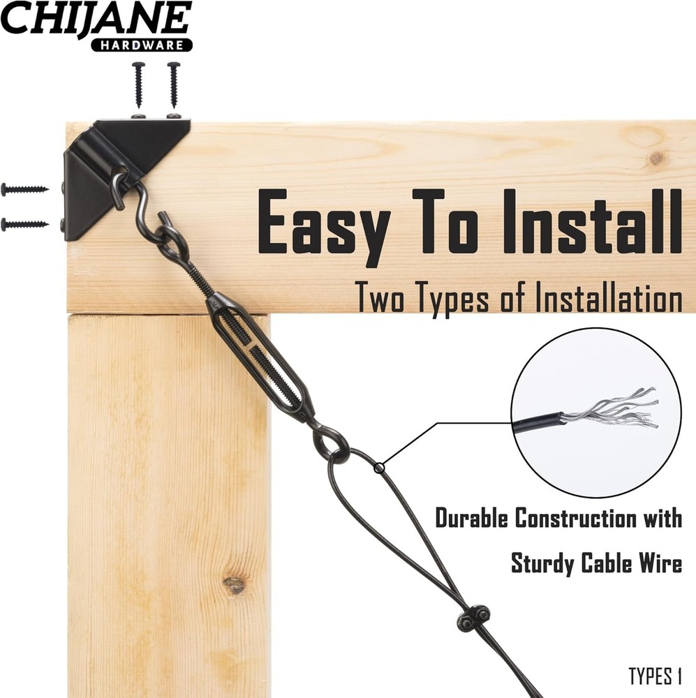 Durable Anti Sag Gate Kit Hardware Support Cable Set for Sliding Black