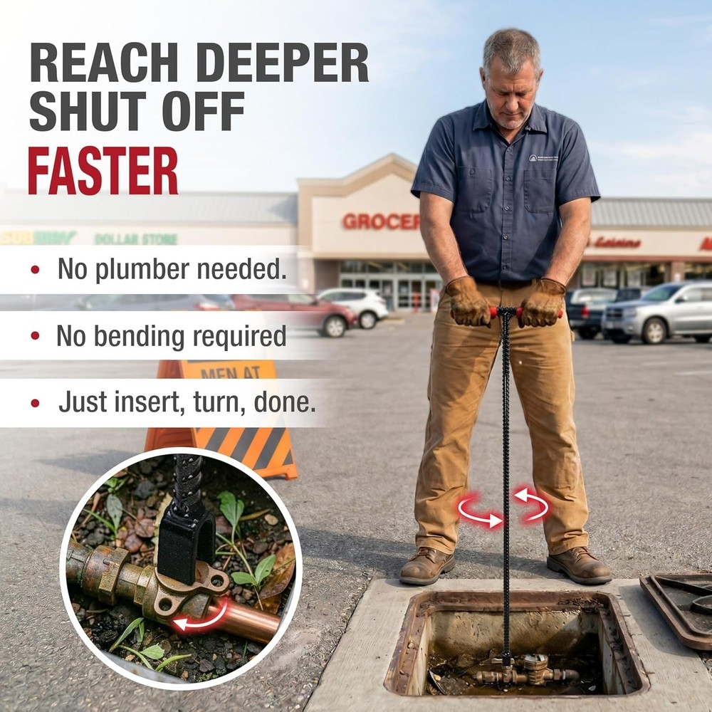 36" Water Meter Key - Steel T Handle