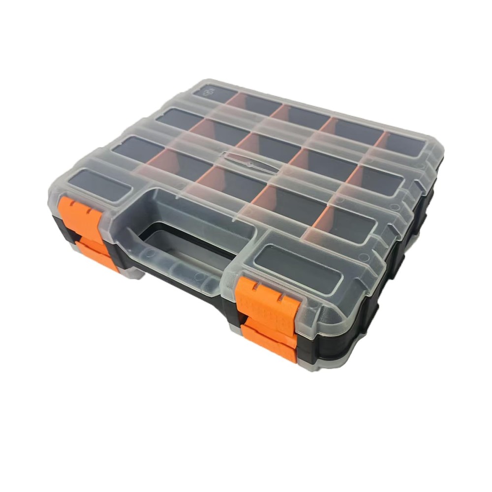 34-Compartment Double Side Tool Box Organizer with Removable Dividers Case