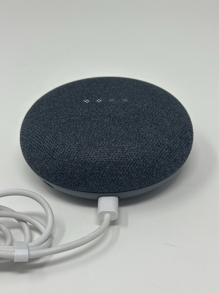 Google Home Mini Smart Assistant Model H0A Speaker With Plug Adapter Black Gray