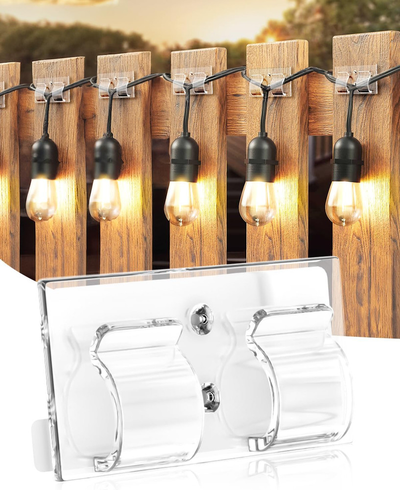 30Pcs Transparent Outdoor String Light Hooks - Weather Resistant Adhesive Clips