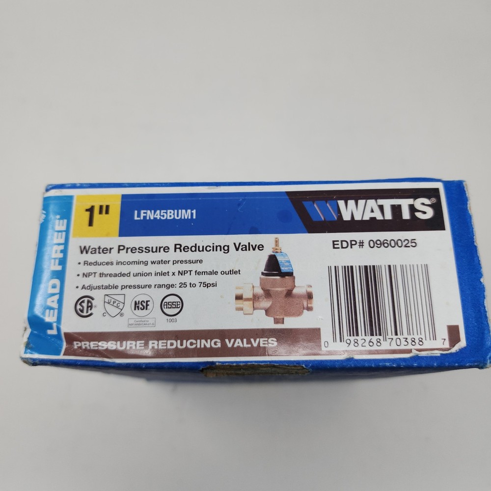 New Watts LFN45BUM1 1 inch Water Pressure Reducing Valve EDP 0960025 NPT x NPT