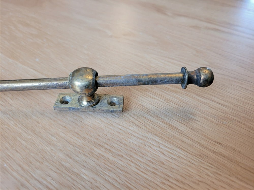 Antique Solid Brass Sliding Window Stay with Rounded Finial