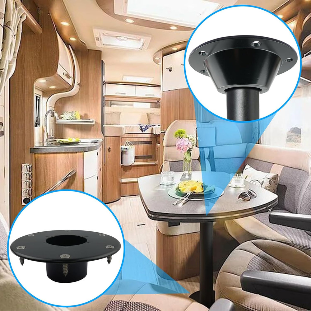 4 Pack RV Table Base Mount Aluminum Camper Table Base Mount with 6 Mounting Hole