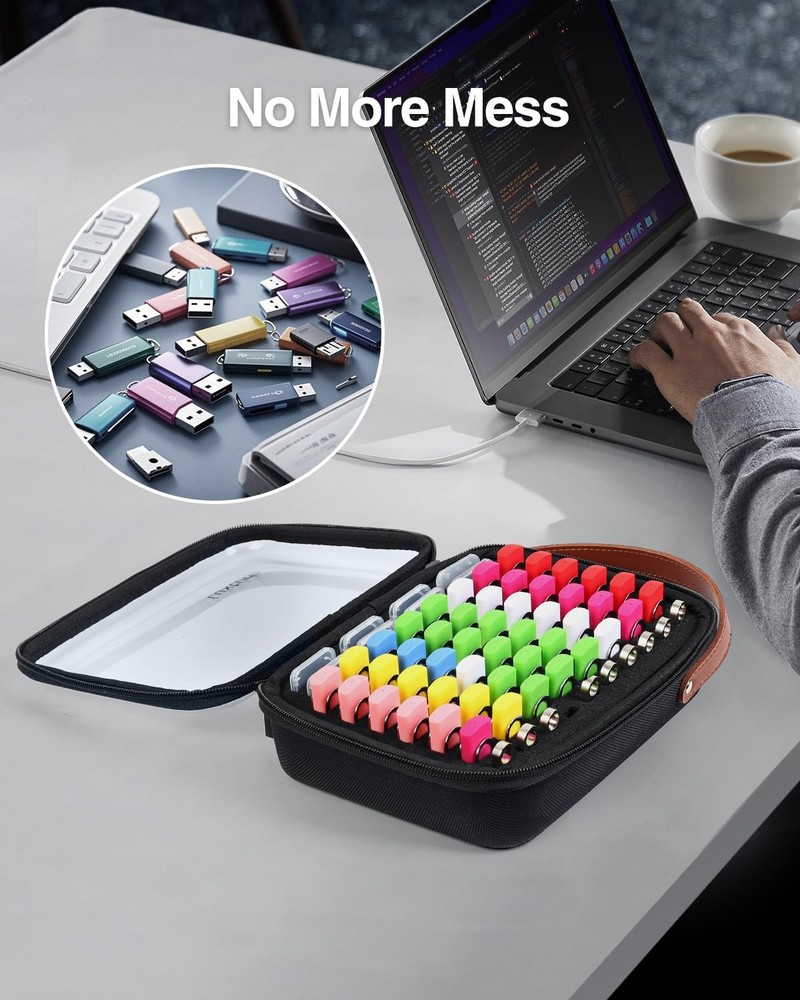 Clear Flash Drive Case with Labels, Hard USB Case Organizer, USB Storage Box ...