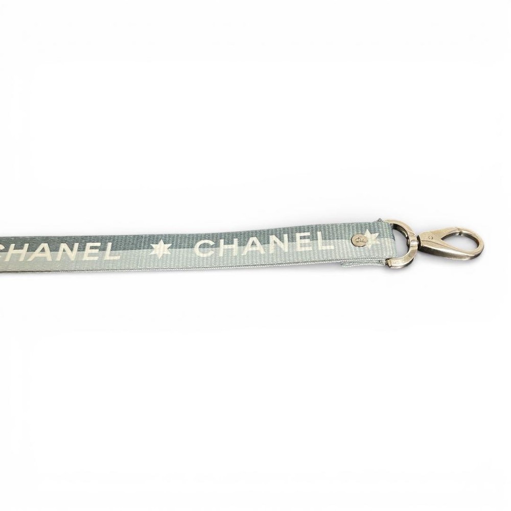 CHANEL Logo Star Pattern Neck Strap Gray