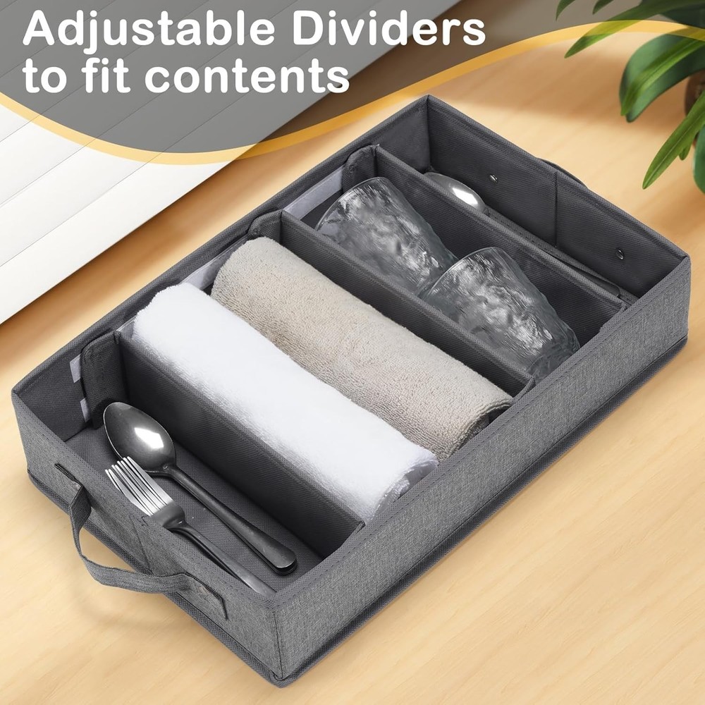 Silverware Storage Box 2 Pack, Flatware Storage, Utensil Storage with Removab...