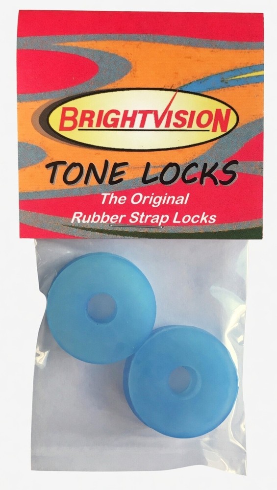 Four ICE-BLUE Rubber Guitar Strap Locks - Classic Design & Great Reliability