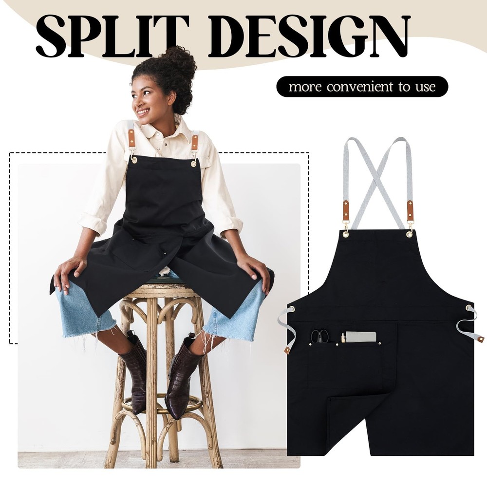 Crossback Pottery Apron Split Leg with Large Pocket Canvas Apron with Adjusta...