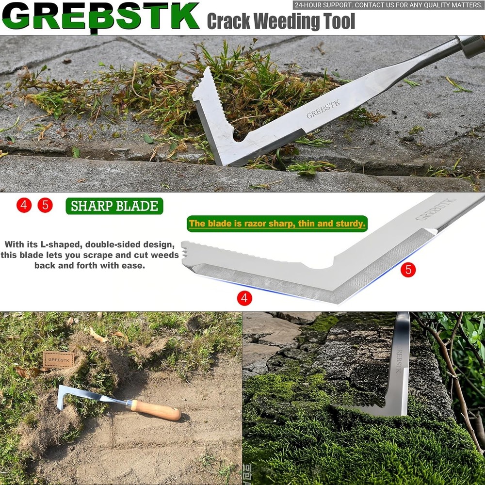 Stainless Steel Weeding Tool Manual Garden Tool Durable 13 in Beech Handle