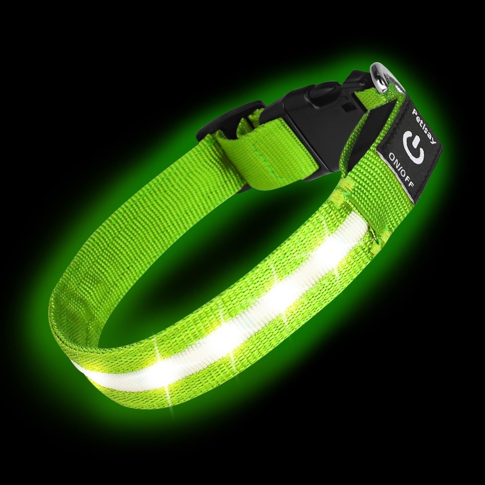 Super Bright Dog Collar - Fully Waterproof & Adjustable Glow Collar - USB-Rec...