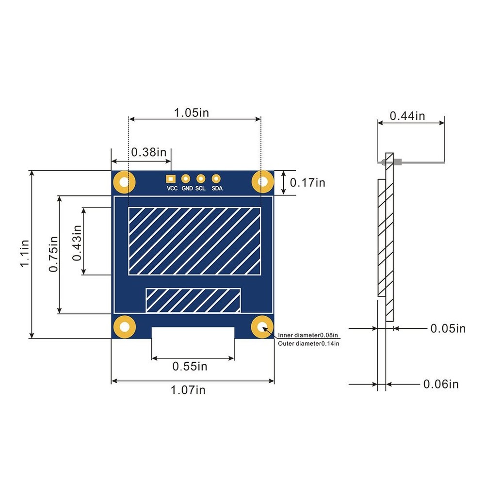 OLED Display Module i2c 128x64 Yellow