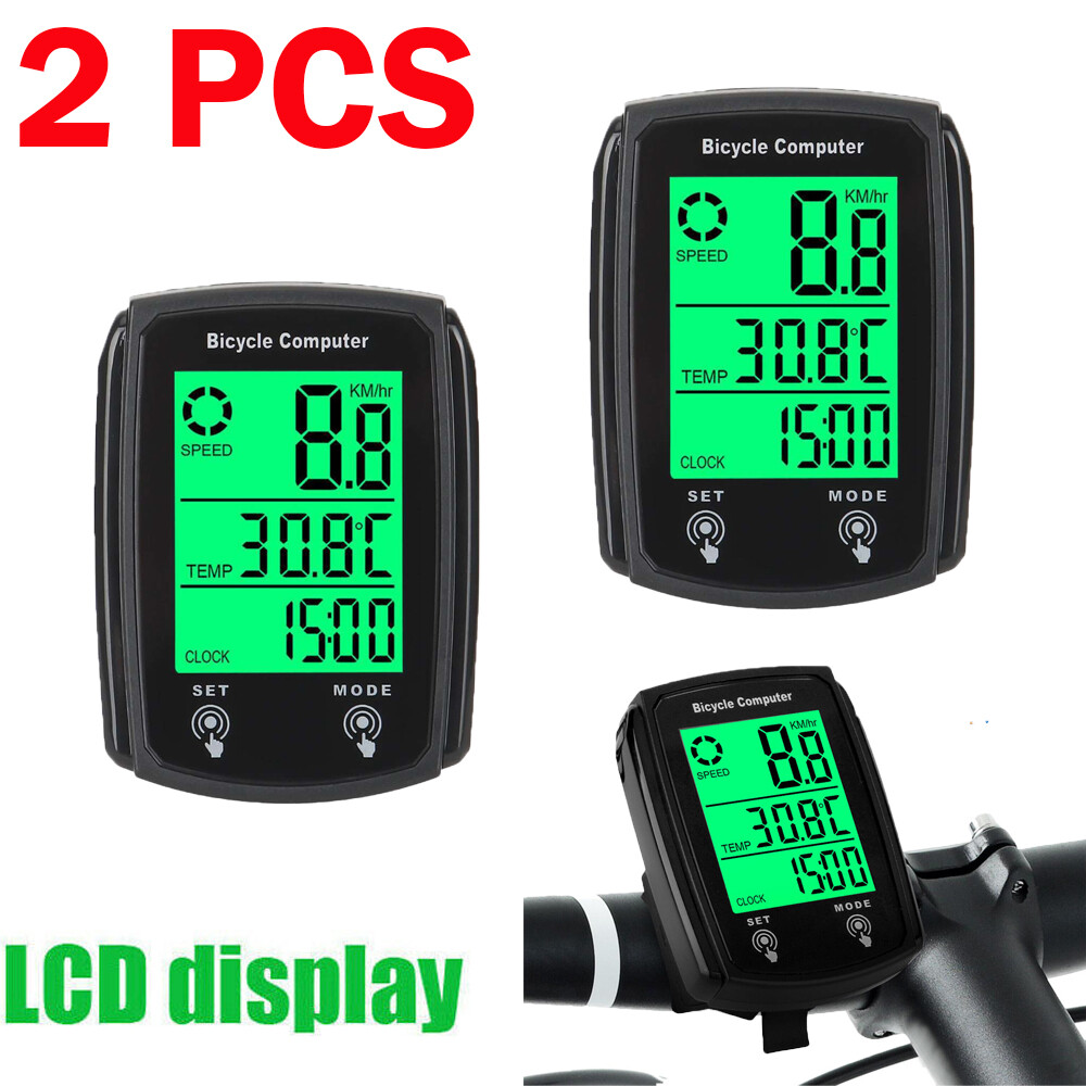 2pcs Bicycle Speedometer Cycle Digital Odometer Computer Waterproof LCD Wireless