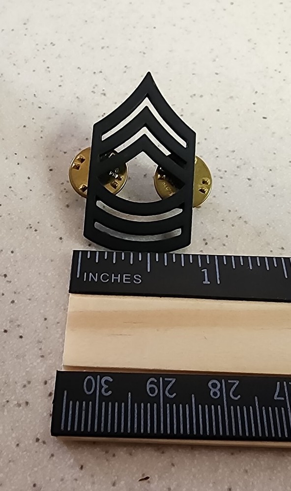 Two Military MASTER SERGEANT CHEVRON Pins - Sargeant Stripes Pinbacks