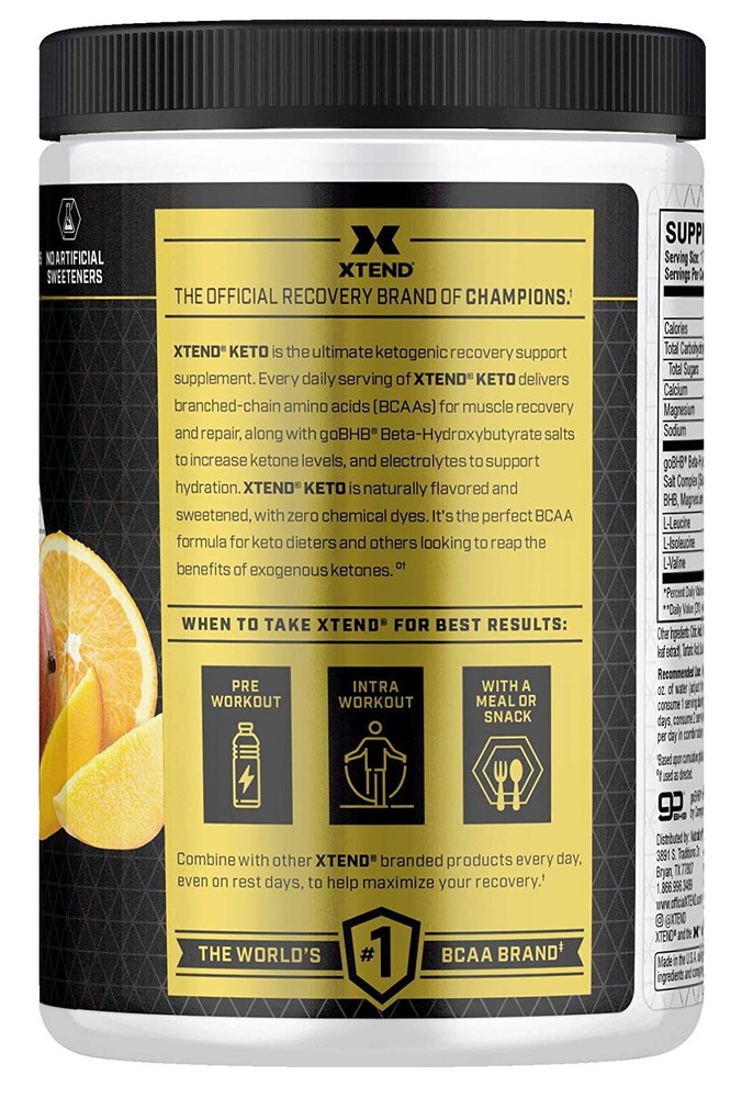Scivation XTEND | go BHB Orange Mango 20 Servings - BCAA STIM FREE