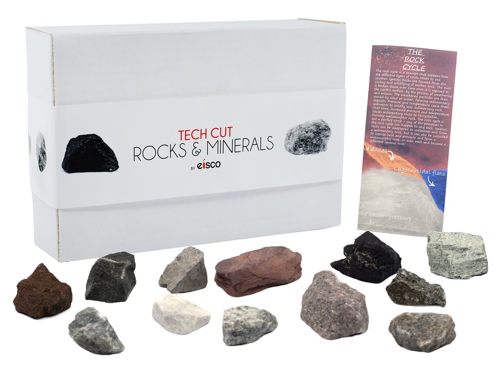 Rock Cycle Kit, 12 Pcs - Metamorphic, Igneous & Sedimentary Rocks - Eisco Labs