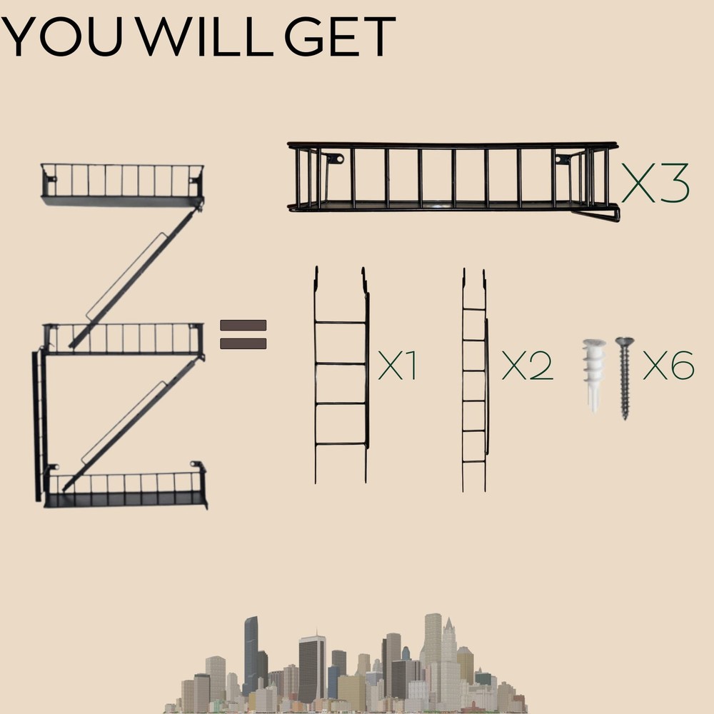 Fire Escape Shelf: Versatile Display for Figures & Trinkets (3-Tier)