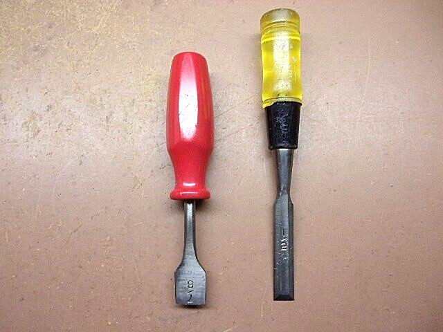 Two (2) Starter Chisels Sears 1/2" Socket & K-D  7/8" Tang Both Clean & Sharp!