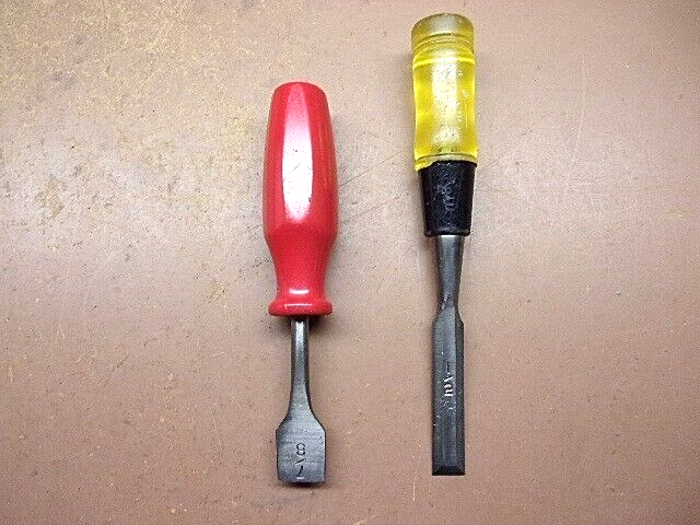 Two (2) Starter Chisels Sears 1/2" Socket & K-D 7/8" Tang Both Clean & Sharp!