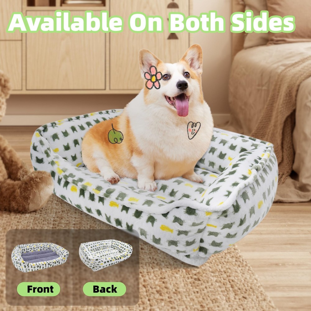 Calming AntiAnxiety Dog Sofa Bed, Rectangular Washable Grey Mattress Large