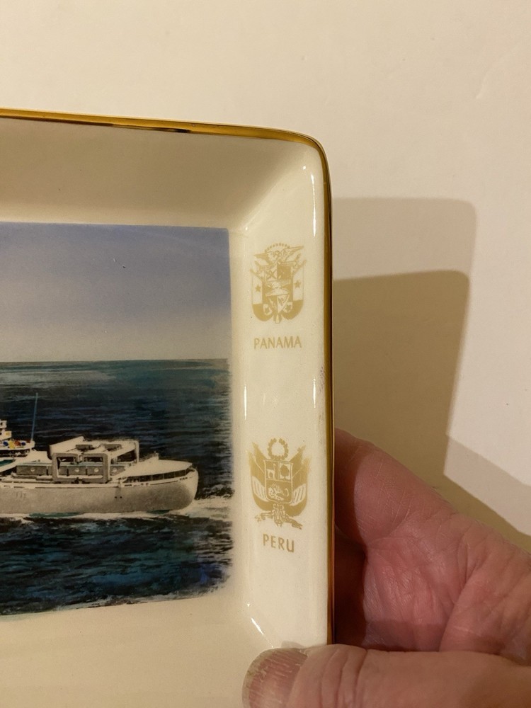 Vintage Grace Line Shipping Rectangular Ceramic Dish South America