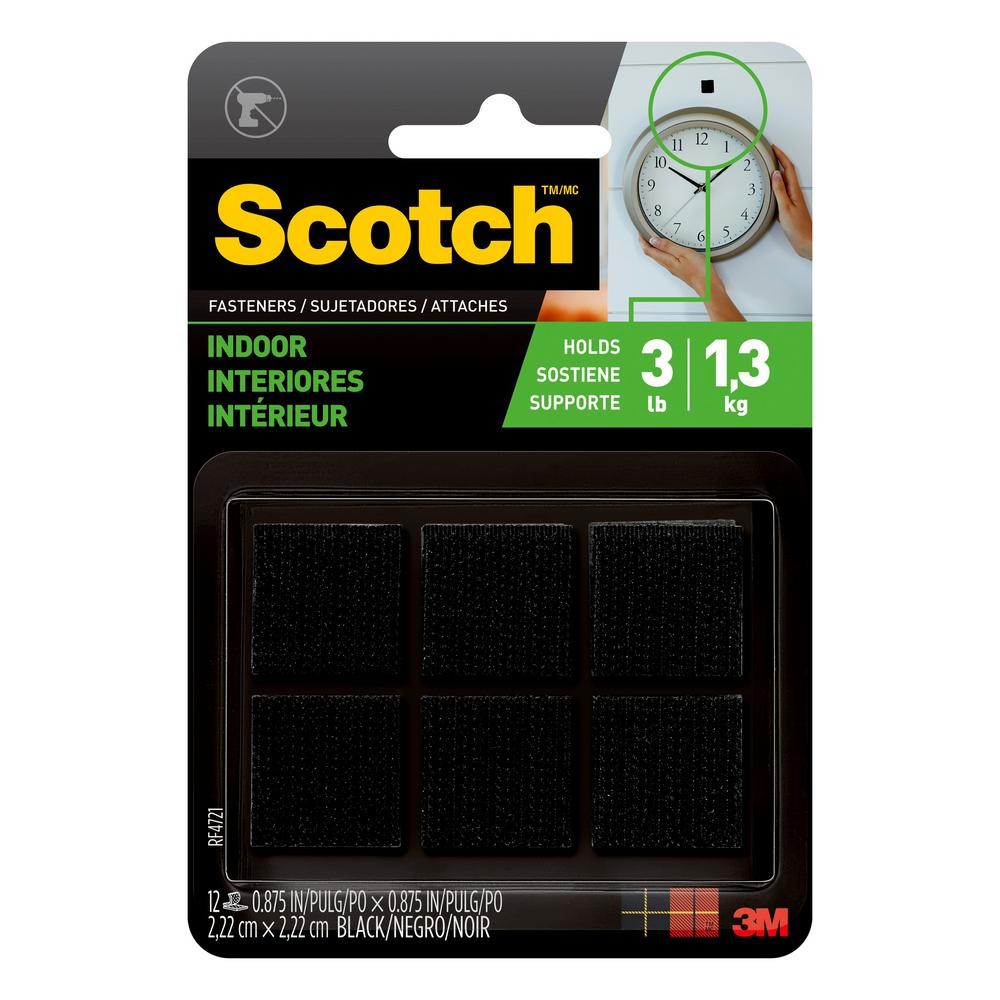 Scotch Indoor Fastener Squares: 7/8 in. width (Black)