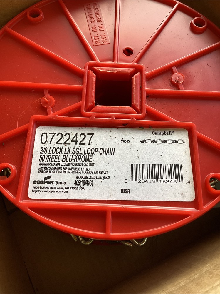 Campbell 0723427 chain 3/0 lock loop 50’roll new