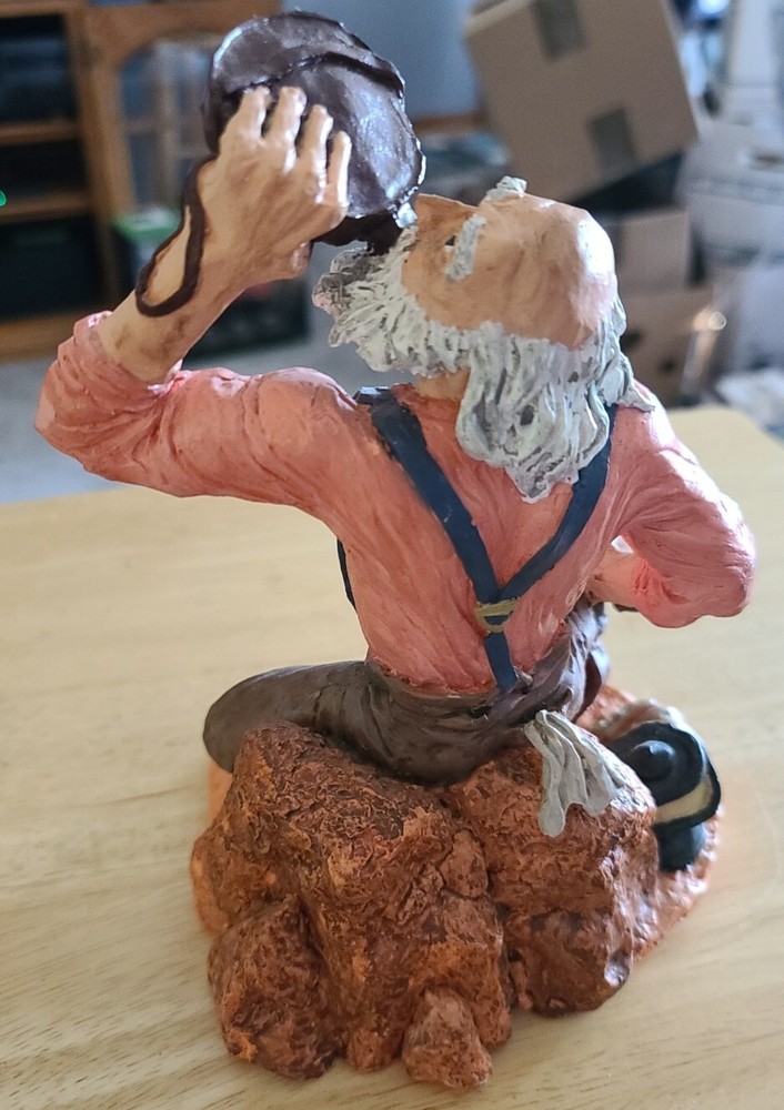 Hand Painted White Plaster Old Prospector Taking A Break