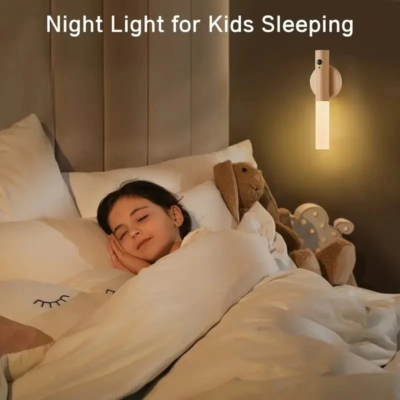 Motion Sensor LED Night Light Magnetic Wall Lamp USB Rechargeable Stick-On Light
