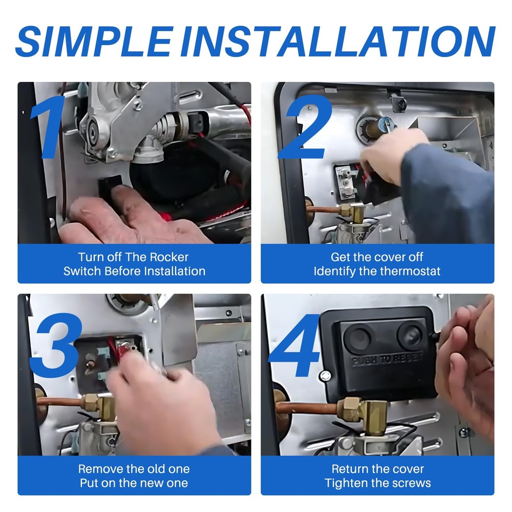 Lrichy 232282 Thermostat and E.C.O Switch Parts 12 V.D.C. T-STAT Silver