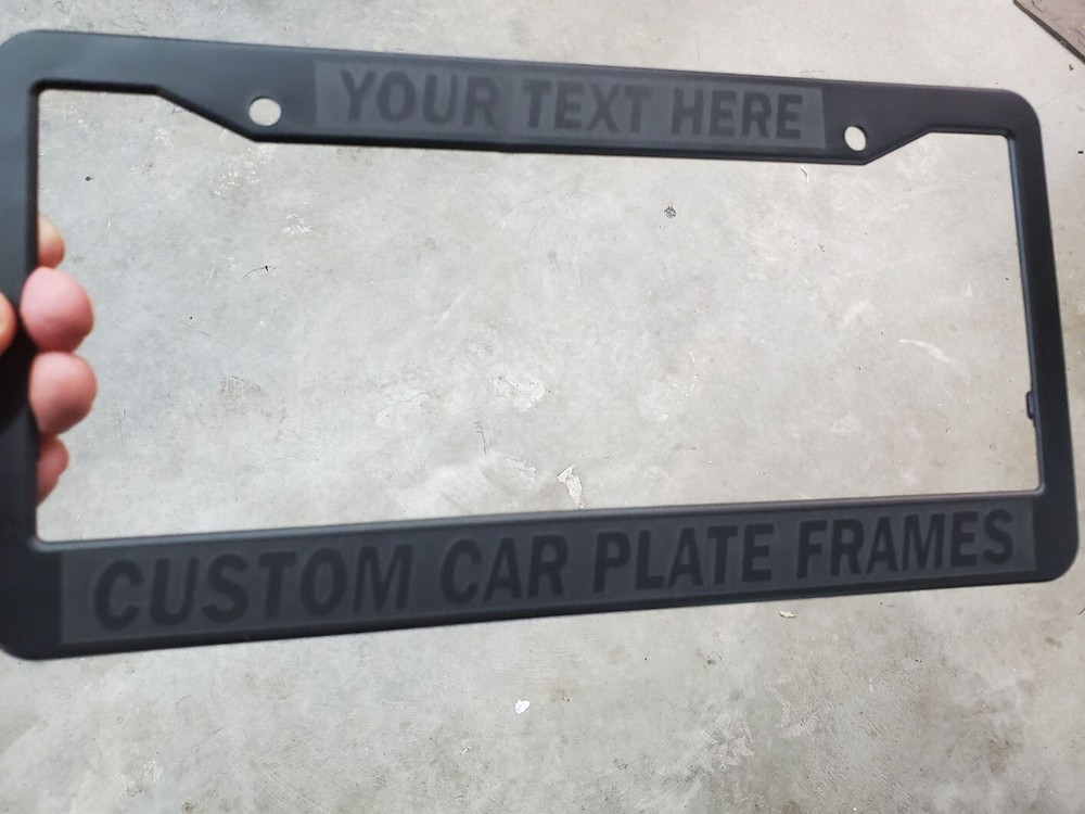 BLACK ON BLACK PLASTIC ENGRAVED CUSTOM PERSONALIZED License Plate Frame
