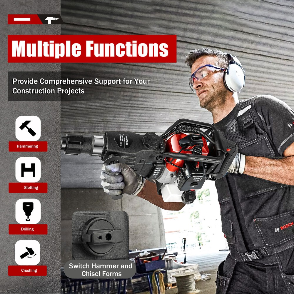 33CC 2 Stroke Gasoline Hammer Drilling Machine Gas Powered Demolition Hammer