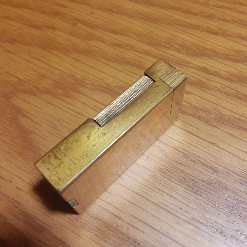 Working dunhill oil lighter gold Side open brass without box