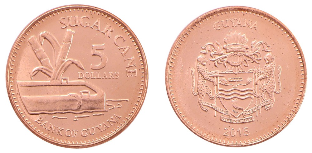 Guyana 5 Dollars, 2015, KM #51, Mint