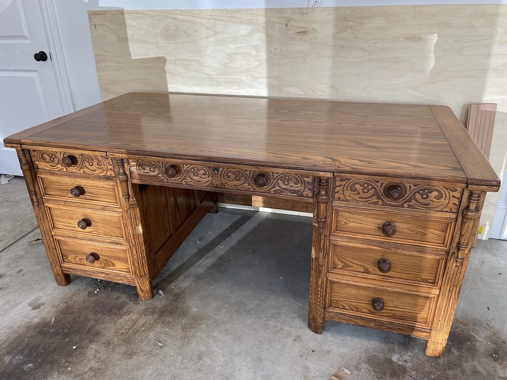 Antique Chestnut with Ebony Inlay  Executive Desk