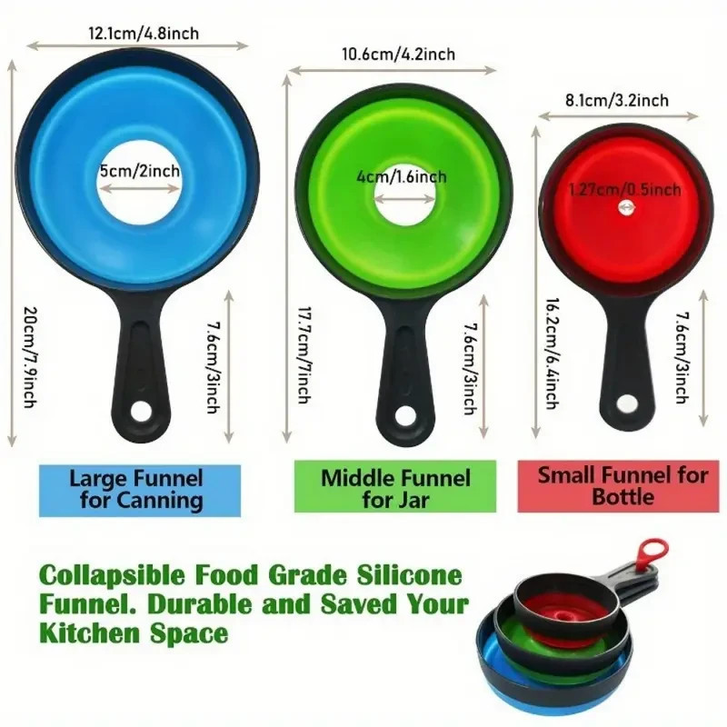 Kitchen Funnel Set Silicone Funnel for Wide Jars and Regular Jars with Filter