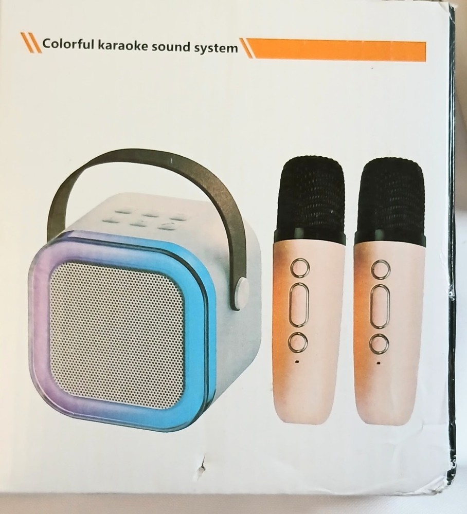 Wireless Mini Karaoke Machine 2 Microphones Bluetooth Speaker Lights