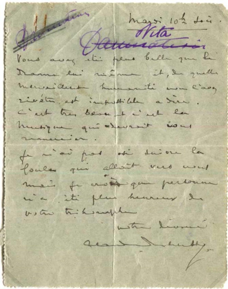 COMPOSER Claude Debussy autograph letter signed & mounted