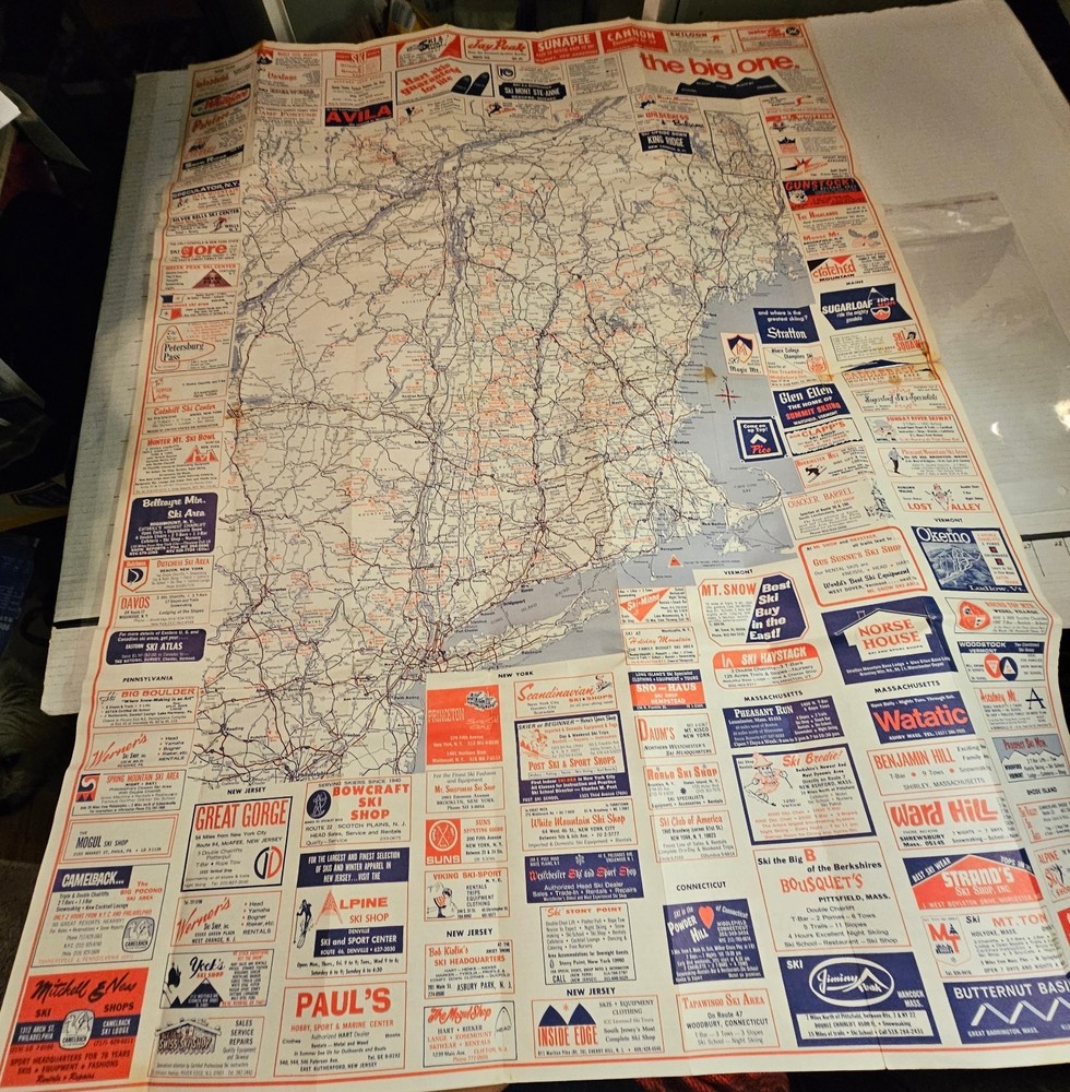 1969 EASTERN SKI MAP GUIDE. See Description For More.